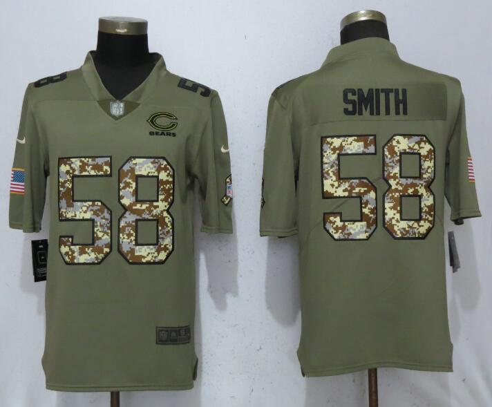 Men Chicago Bears #58 Smith Olive Camo Carson 2017 Salute to Service Limited Nike NFL Jerseys->chicago bears->NFL Jersey